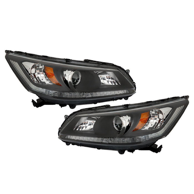 DURAFORCE Left+Right Headlight For 2013 2014 2015 Honda Accord Halogen W/O LED DRL