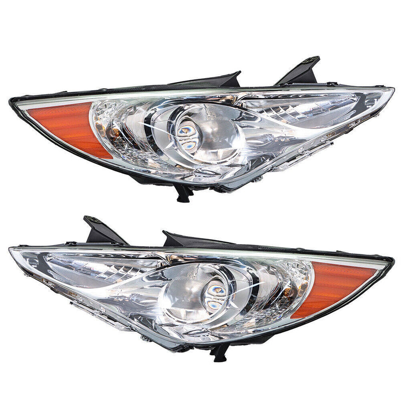 DURAFORCE Right+Left Headlights For 2011-14 Sonata Amber Corner Halogen Clear Lens