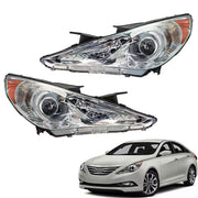 DURAFORCE Right+Left Headlights For 2011-14 Sonata Amber Corner Halogen Clear Lens