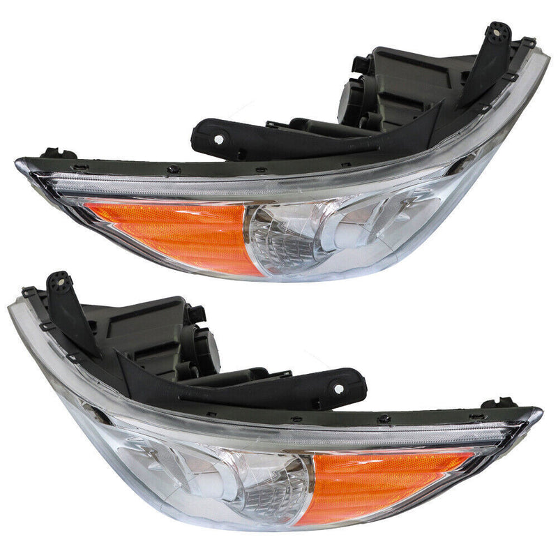 DURAFORCE Right+Left Headlights For 2011-14 Sonata Amber Corner Halogen Clear Lens