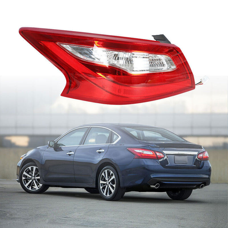 DURAFORCE Outer Driver Side Tail Light Lamp For 2016-2018 Nissan Altima Clear Red