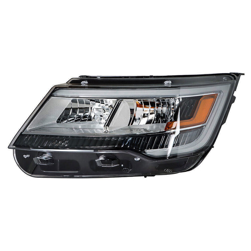 DURAFORCE Left Headlight For 2016-2018 Ford Explorer Halogen w/ LED DRL Clear Lens