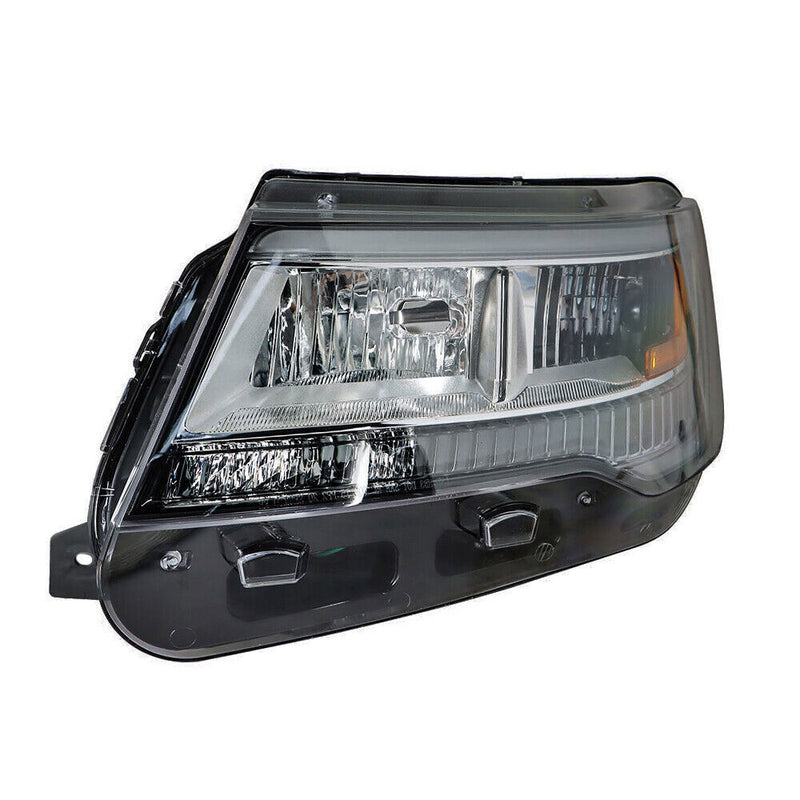 DURAFORCE Left Headlight For 2016-2018 Ford Explorer Halogen w/ LED DRL Clear Lens