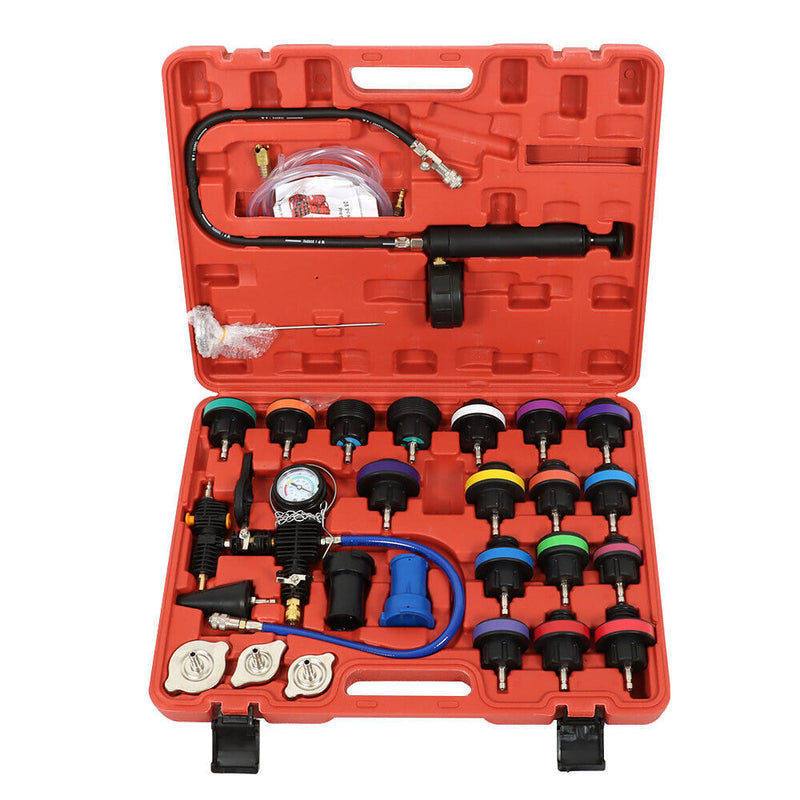 DURAFORCE 28pcs Radiator Pressure Tester & Cooling System Vacuum Type Purge Kit