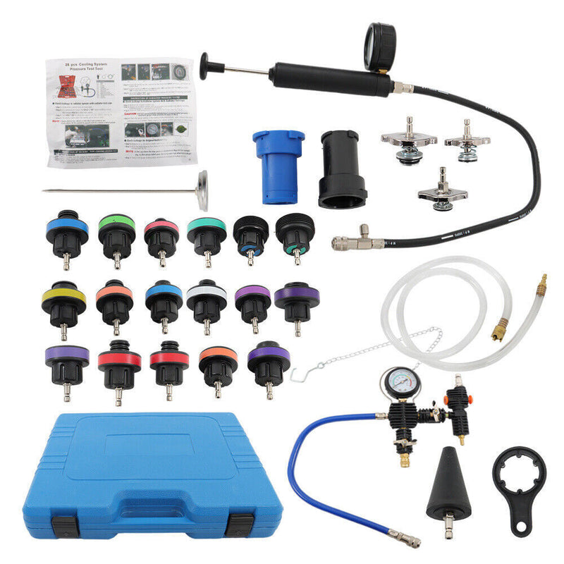DURAFORCE 28pcs Radiator Pressure Tester & Cooling System Vacuum Type Purge Kit