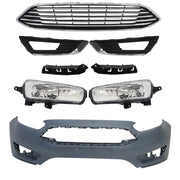 DURAFORCE Front Bumper Cover&Upper Grille w/ Fog Light For 2015-2018 Ford Focus