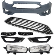 DURAFORCE Front Bumper Cover&Upper Grille w/ Fog Light For 2015-2018 Ford Focus