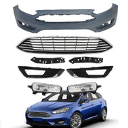 DURAFORCE Front Bumper Cover&Upper Grille w/ Fog Light For 2015-2018 Ford Focus