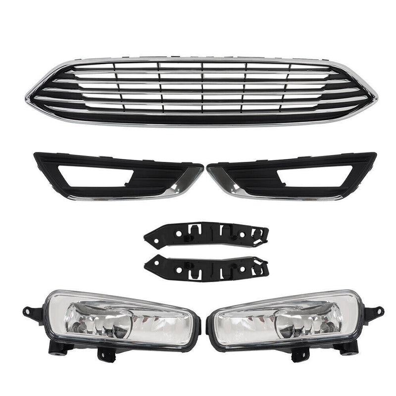 DURAFORCE Front Bumper Cover&Upper Grille w/ Fog Light For 2015-2018 Ford Focus