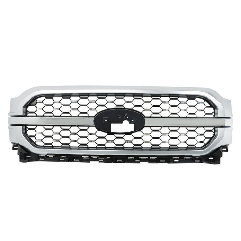 DURAFORCE Front Upper Bumper Grill Grille For 2021-2023 Ford F-150 Silver&Chrome