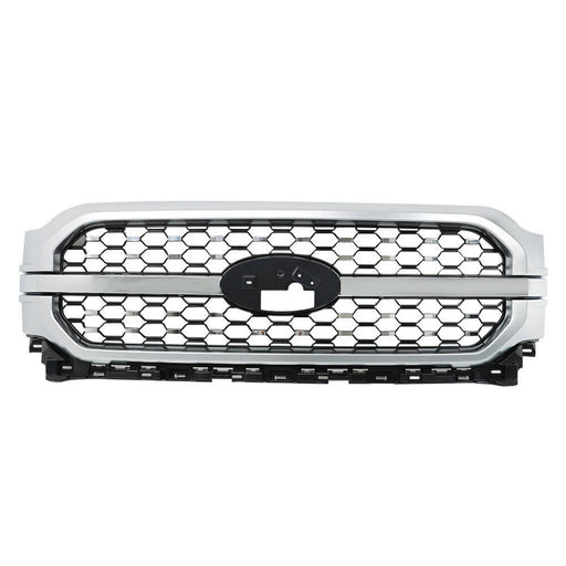 DURAFORCE Front Upper Bumper Grill Grille For 2021-2023 Ford F-150 Silver&Chrome