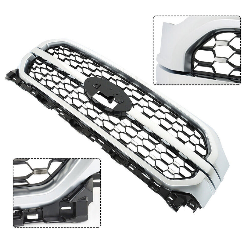 DURAFORCE Front Upper Bumper Grill Grille For 2021-2023 Ford F-150 Silver&Chrome