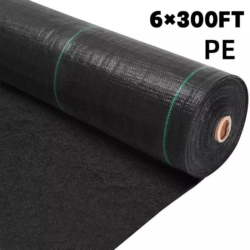 DURAFORCE Weed Cover 6×300FT PE Woven Ground Cover Landscape Fabric 3.2-Ounce Weed Barrier