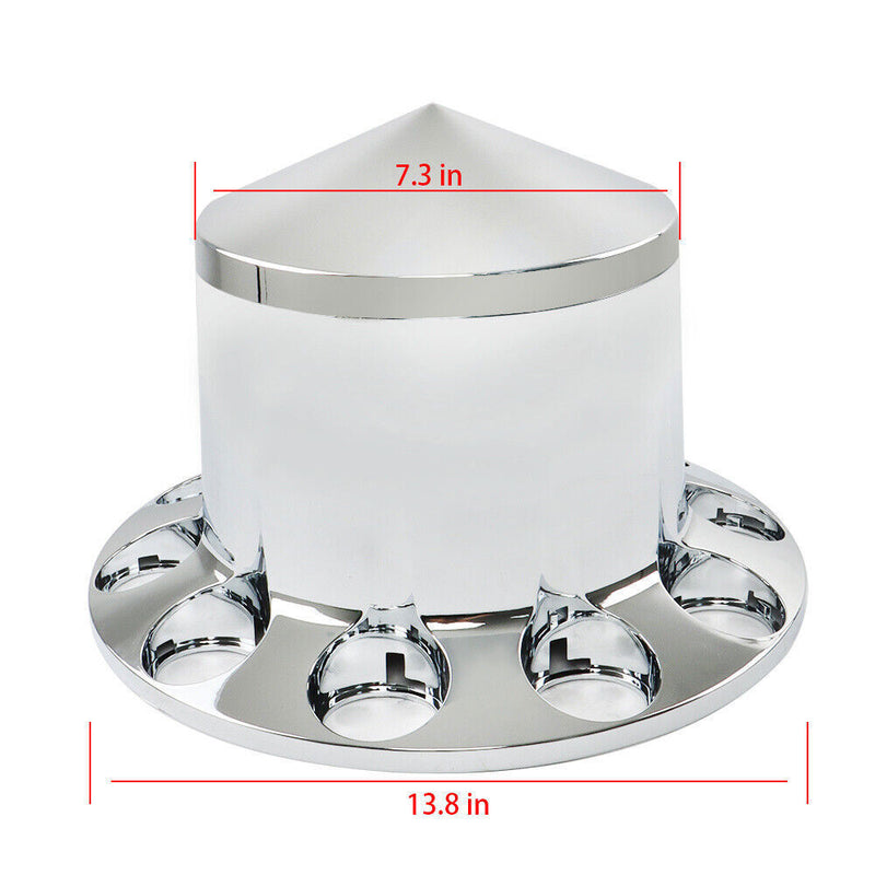 DURAFORCE For Semi Truck Wheel Axle Covers Spiked Chrome Hub Cover Kit 33mm Front & Rear