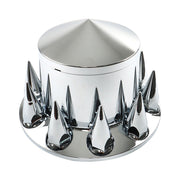 DURAFORCE For Semi Truck Wheel Axle Covers Spiked Chrome Hub Cover Kit 33mm Front & Rear