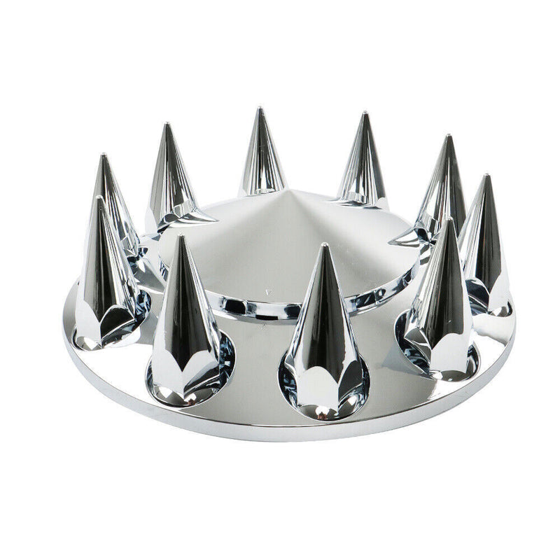 DURAFORCE For Semi Truck Wheel Axle Covers Spiked Chrome Hub Cover Kit 33mm Front & Rear