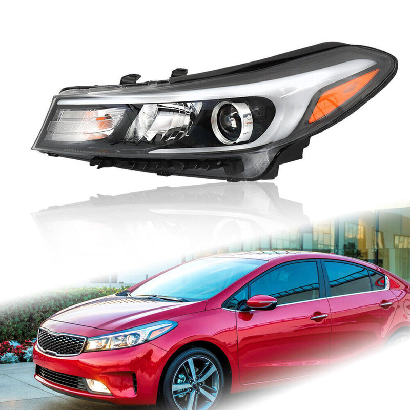 DURAFORCE Left Headlight Fit For 2017-2018 Kia Forte Forte5 Black Halogen W/o LED