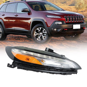 DURAFORCE Right Side Headlight For 2014-18 Jeep Cherokee Halogen W/DRL And Ballast