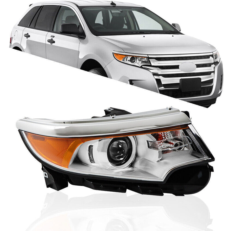 DURAFORCE RH Side Headlight For 2011- 2014 Ford Edge Halogen Chrome Clear W/o DRL