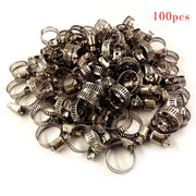 DURAFORCE Adjustable 100 Pcs 3/4"-1"Stainless Steel Drive Hose Clamps Fuel Line Worm Clips
