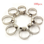 DURAFORCE Adjustable 100 Pcs 3/4"-1"Stainless Steel Drive Hose Clamps Fuel Line Worm Clips