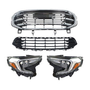 DURAFORCE Upper Lower Grilles+Pair Headlights Xenon HID For 2018-2021 GMC Terrain