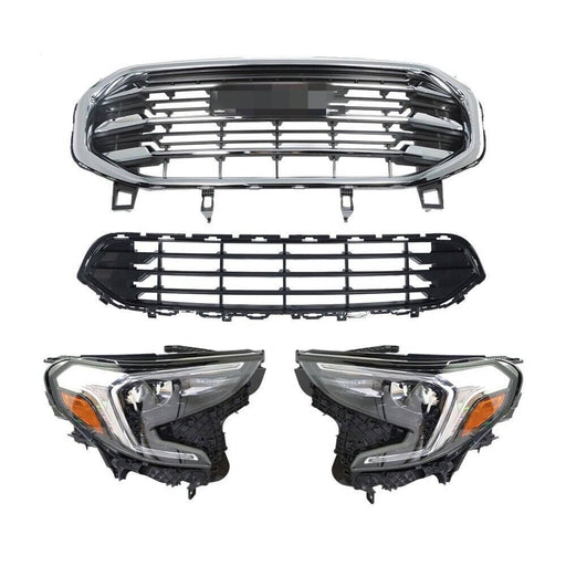 DURAFORCE Upper Lower Grilles+Pair Headlights Xenon HID For 2018-2021 GMC Terrain
