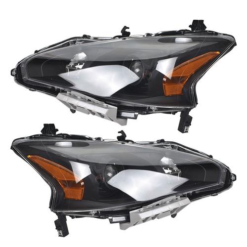 DURAFORCE Right+Left Headlight For 2013-2015 Altima Nissan Sedan Black Housing