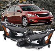 DURAFORCE Right+Left Headlight For 2013-2015 Altima Nissan Sedan Black Housing