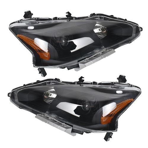 DURAFORCE Right+Left Headlight For 2013-2015 Altima Nissan Sedan Black Housing