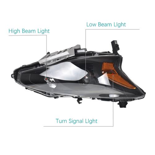DURAFORCE Right+Left Headlight For 2013-2015 Altima Nissan Sedan Black Housing