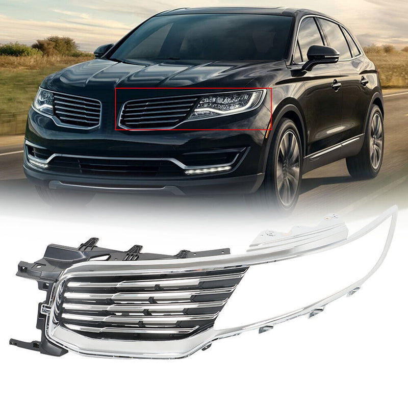 DURAFORCE Front Grille Grill Assembly Chrome For 2016-2018 Lincoln MKX Left Side