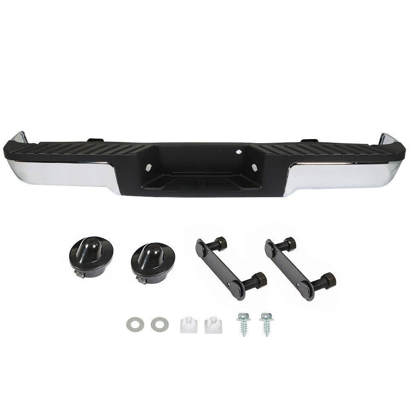 DURAFORCE Complete Rear Steel Bumper Assembly For 2009-2014 Ford F150 Truck Chrome
