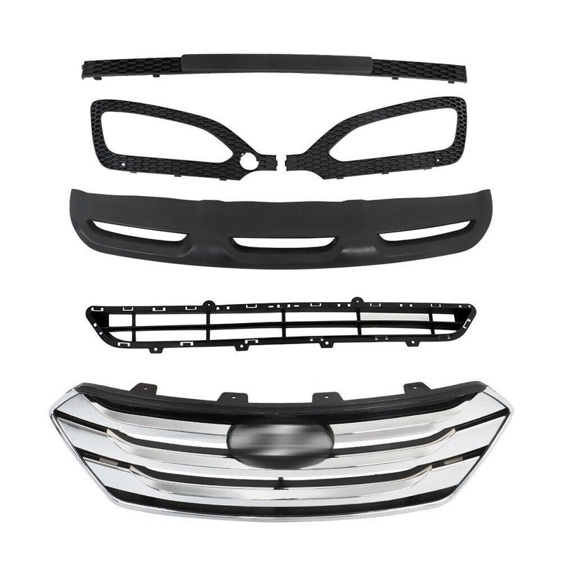 DURAFORCE Front Grille+Fog Light Bezels For Hyundai Santa Fe Sport 2013-2016 5 Pcs