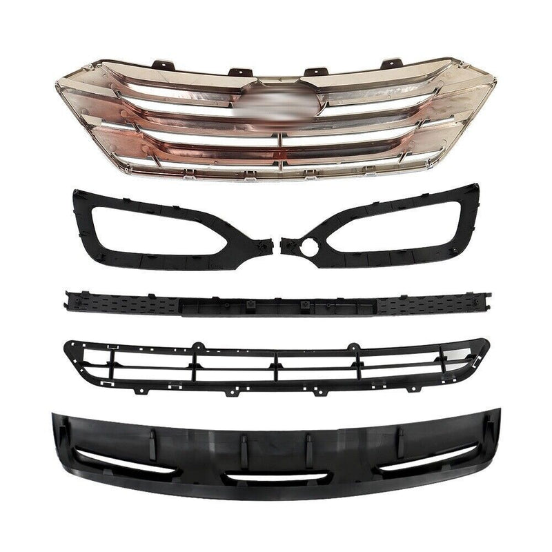 DURAFORCE Front Grille+Fog Light Bezels For Hyundai Santa Fe Sport 2013-2016 5 Pcs