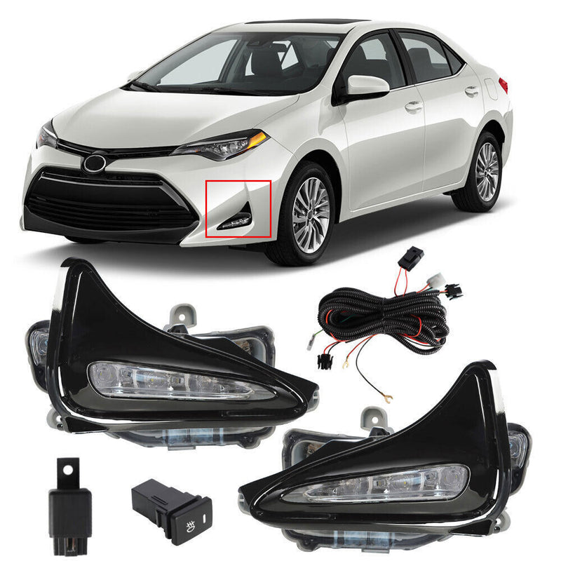 DURAFORCE RH+LH LED Bumper Fog Lights Driving Lamps For 2017-2019 Toyota Corolla