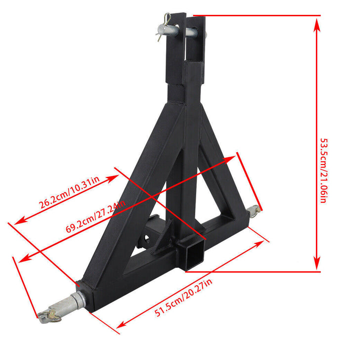 DURAFORCE 3 Point 2'' Black Trailer Receiver Hitch Tow Drawbar Category 1 Tractor Adapter