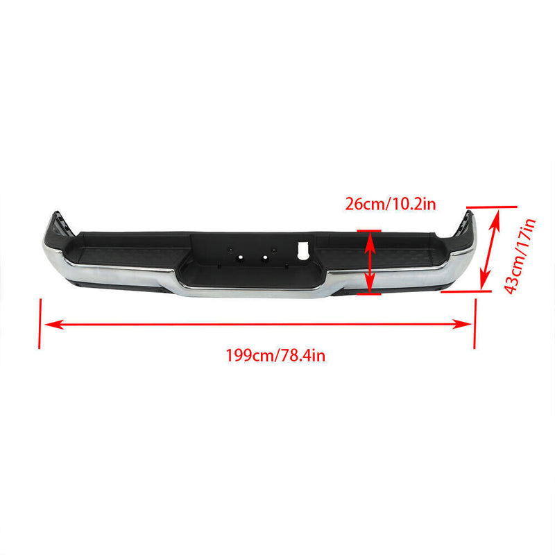 DURAFORCE Rear Bumper W/Sensor Hole For RAM 1500 2019-2023 W/O Dual Exhaust Chrome