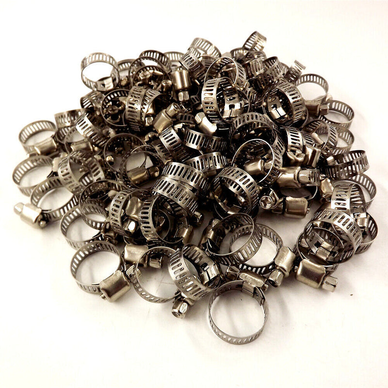 DURAFORCE 1/2"-3/4" 100 x Adjustable Stainless Steel Drive Hose Clamps Fuel Line Worm Clip