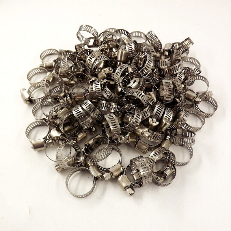 DURAFORCE 1/2"-3/4" 100 x Adjustable Stainless Steel Drive Hose Clamps Fuel Line Worm Clip