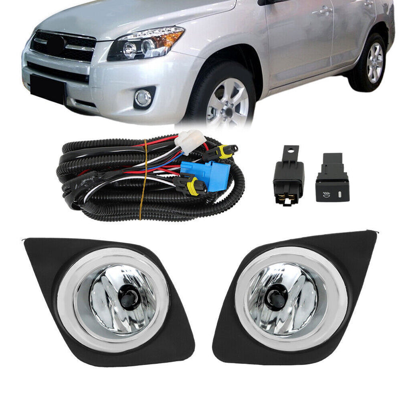 DURAFORCE Bumper Chrome Fog Lights For 2009-2012 Toyota RAV4 w/ Wiring & Switch