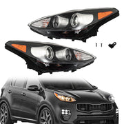 DURAFORCE Left+Right Side Headlight For 2017-2019 Kia Sportage Halogen w/LED DRL