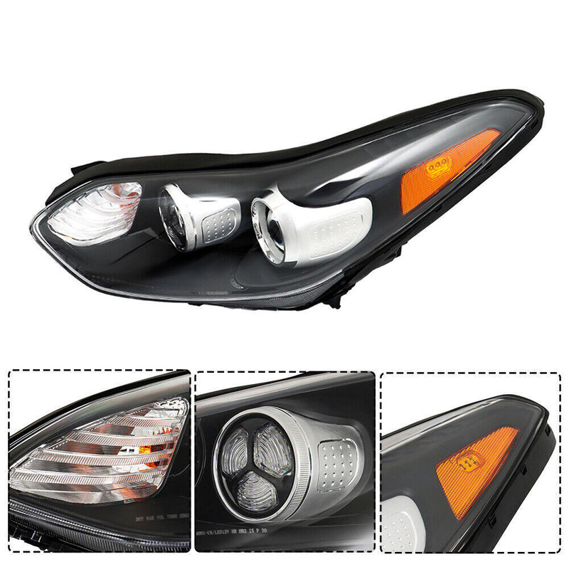 DURAFORCE Left+Right Side Headlight For 2017-2019 Kia Sportage Halogen w/LED DRL