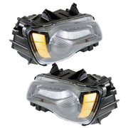 DURAFORCE Right&Left Headlight For 2011-2014 Chrysler 300 Halogen Black Clear Lens