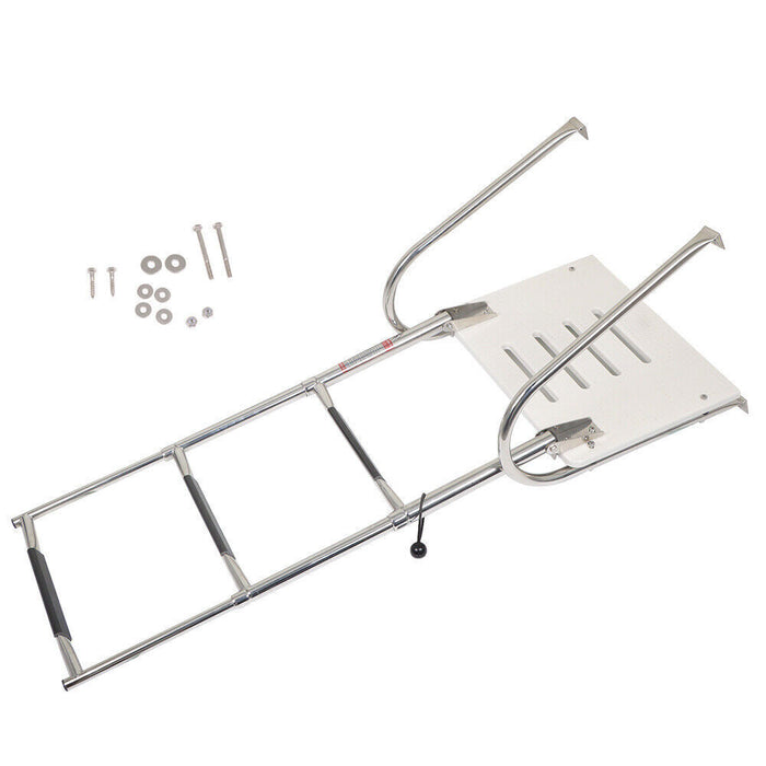DURAFORCE 3 Step ABS Platform Dock Ladder Stainless with Telescoping Handrails Marine Boat