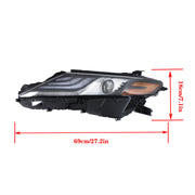 DURAFORCE Left Side Headlight For 2021 2022 Toyota Camry XSE XLE Full LED Black