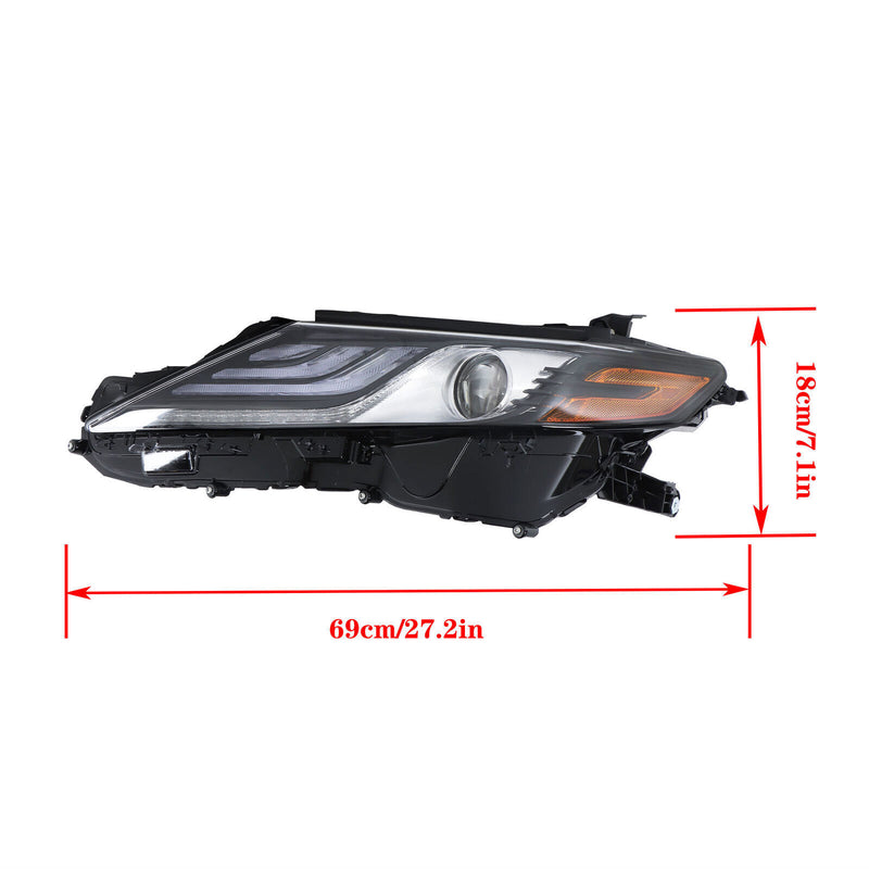 DURAFORCE Left Side Headlight For 2021 2022 Toyota Camry XSE XLE Full LED Black