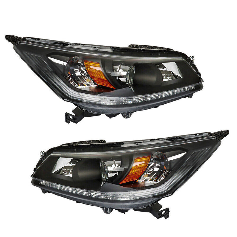 DURAFORCE Right+Left Side Headlight For 2013-2015 Honda Accord [Halogen] W/LED DRL