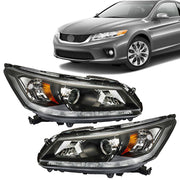 DURAFORCE Right+Left Side Headlight For 2013-2015 Honda Accord [Halogen] W/LED DRL