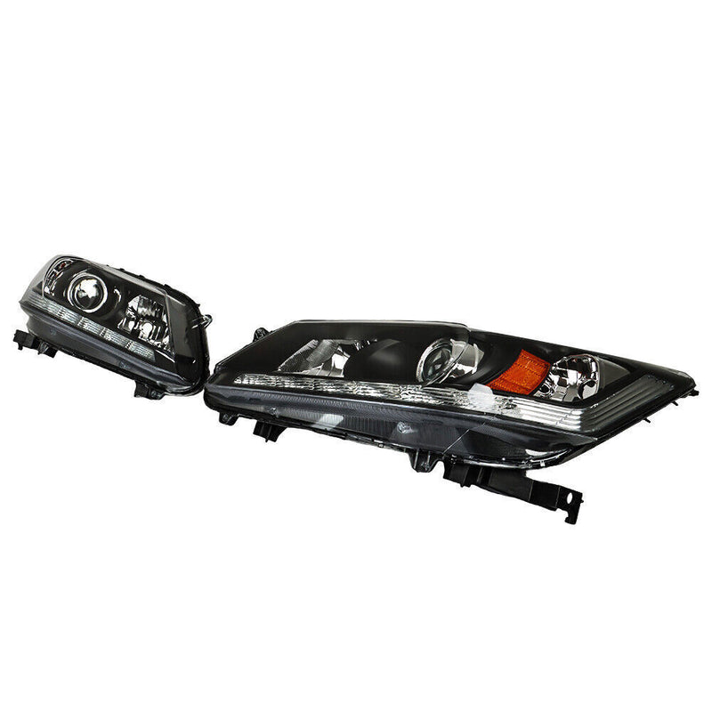 DURAFORCE Right+Left Side Headlight For 2013-2015 Honda Accord [Halogen] W/LED DRL